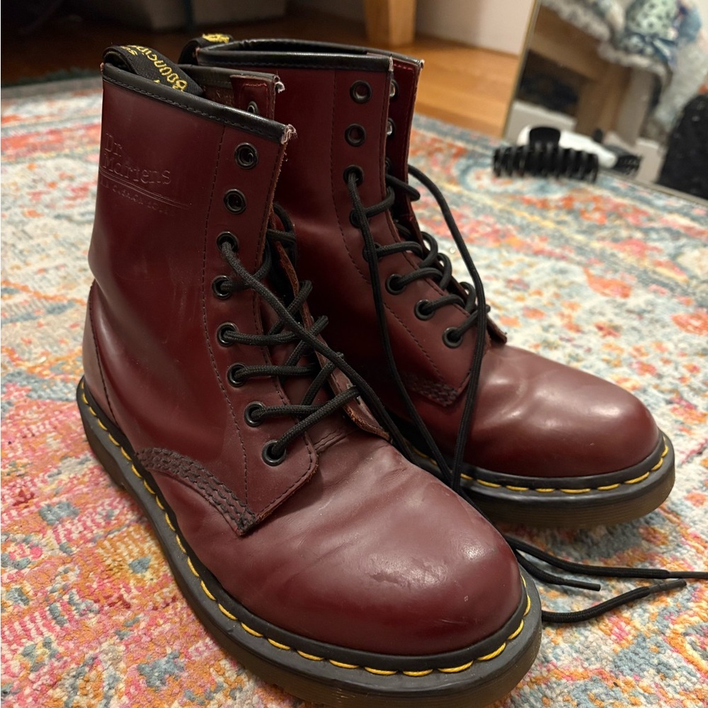 Dr. Martens Maroon Leather Boots